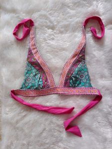 Vibrant Print Halter Bikini Top