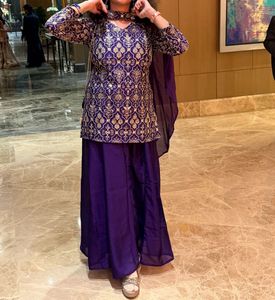 Stunning Purple Kurta Set with Gold Print