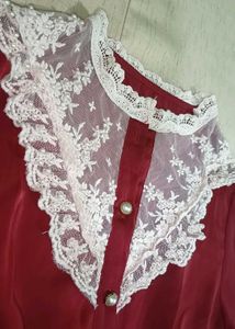 Elegant Lace Detail &amp; Pearl Buttons dress