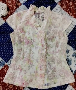 Floral Print Ruffle Blouse