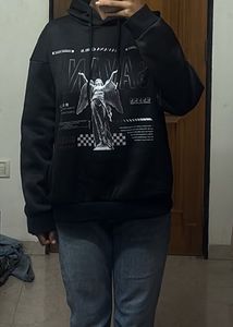 Black Graphic Print Hoodie
