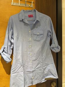 Blue Casual Button-Up Shirt