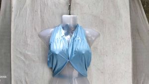 5116. Light Blue Halter Neck Crop Top