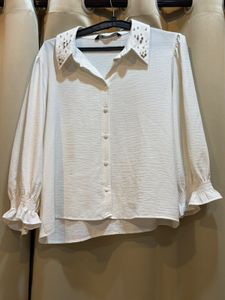 Elegant White Embellished Collar Top