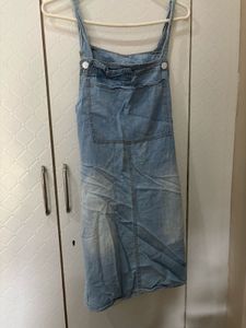 Light Wash Denim Pinafore Dress