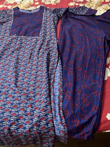 Blue Floral Print Kurti Top
