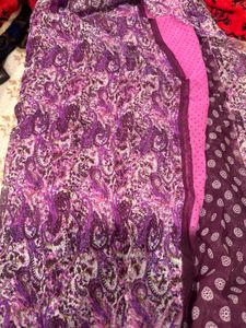 Elegant Purple Floral Print Saree