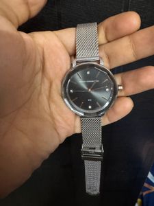 Elegant Silver Mesh Strap Watch