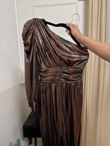 Metallic look One-Shoulder Jumpsuit