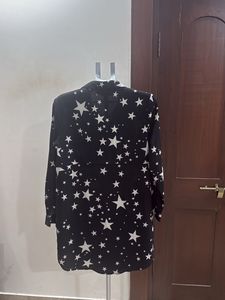Black Star Print Tunic Top