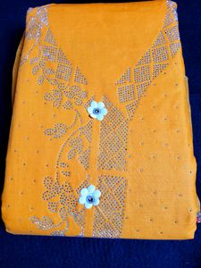 Cotton Unstitched Suit Stones Work Printed Dupatta