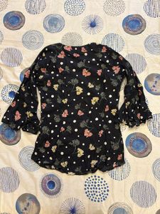 Chic Floral Print Bell Sleeve Top