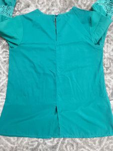 Teal Blouse with Bell Sleeves