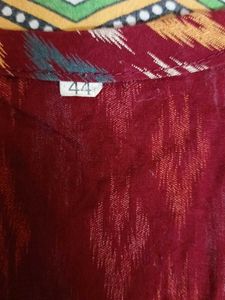 Maroon Ethnic Kurta with Diamond Ikkat Print