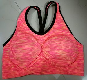 L Neon Orange Padded Racerback Bra