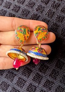 Vibrant Enamel Jhumka Earrings