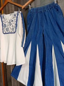 Branded Top Kali pallazo pure denium set 9to11 yea
