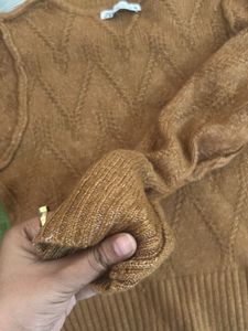 Cozy Brown Cable Knit Sweater