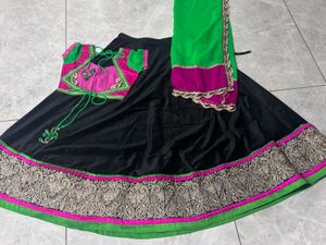 black and multicolour ghaghra