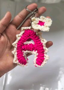 Handmade Crochet Letter A Keychain