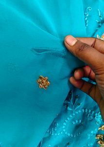 Stunning Teal Embroidered Saree