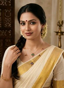 Gold Necklace with Gemstone Pendants