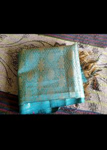 Beautiful Teal &amp; Gold Banarasi Dupatta