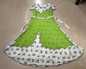 Cute White and Green Floral Dress