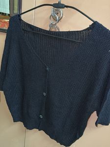 Black Knit Cropped Cardigan