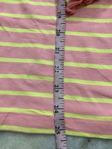 Pink &amp; Yellow Striped Puff Sleeve Top