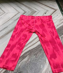 Pink Patterned Capri Leggings