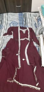 Wine color lehenga wid daughter combo too
