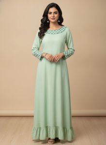 Mint Green Embroidered Maxi Dress