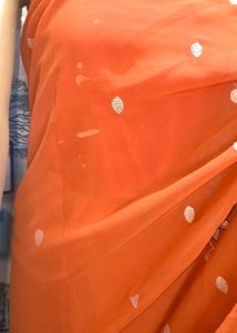 Elegant Orange Embroidered Saree Old Stock