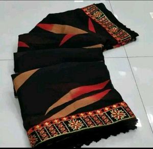 Black Saree with Embroidered Border