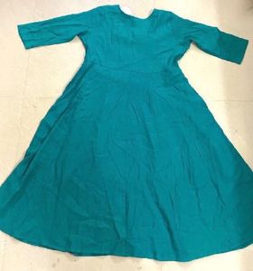 Teal Anarkali Kurta with Gold Embroidery