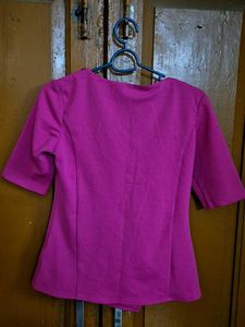 Chic Fuchsia Top with Embellished Neckline