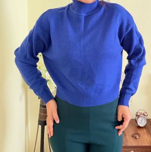 Blue Turtleneck Sweater