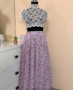Floral Skirt and Lace Top Set