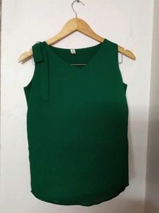 Green Georgette Casual Wrap Top