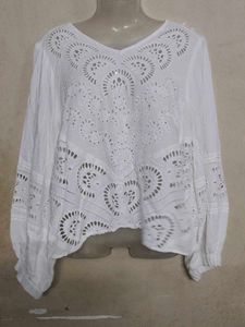 Pure White|Chikankari|White Broderie Anglaise Top