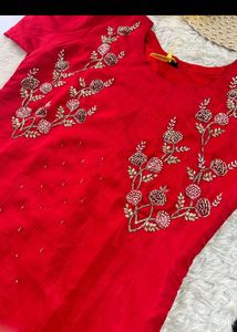 Elegant Red Embroidered Kurta Set