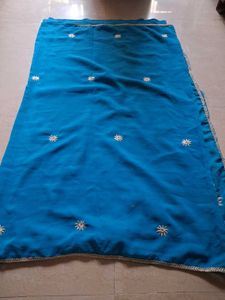 Beautiful Blue Embroidered Saree