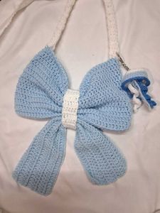 Crocheted Bow Shaped Bag with Jellyfish Charm