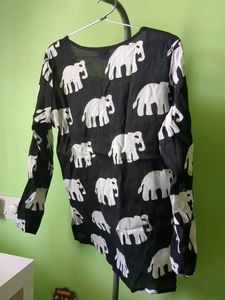 Chic Black Elephant Print kurti