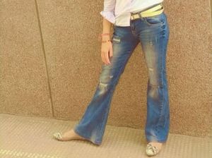 Branded Flared Jeans Rough Look