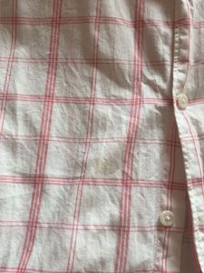 Men's White &amp; Red Checked Shirt