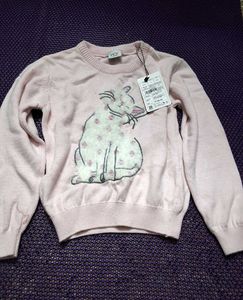 Pink Cat Print Sweater