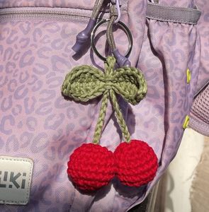 Handmade Crochet Cherry Keychain