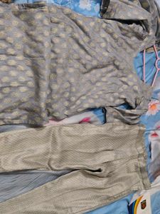 Elegant Grey Kurta Set front back same